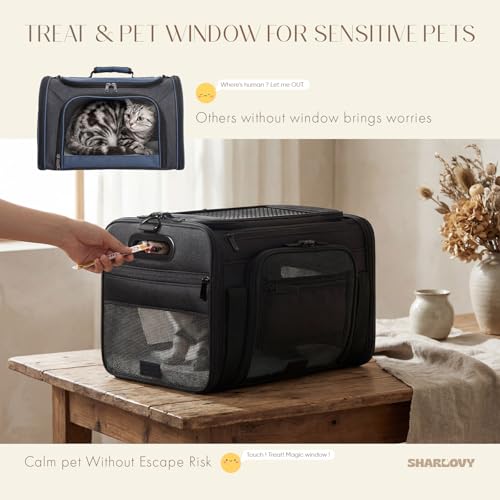Top-Expandable Pet Carrier with Treat & Pet Window,18x13x9.5 Inch Southwest Frontier Airline Approved,Soft-Sided Dog Carrier for Small Dogs and Cats,Travel Cat Carrier with Locking Safety Zippers - color: Black, size: 18.0"L x 13.5"W x 9.5"H