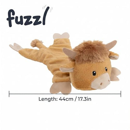 Fuzzl Harry Highland Cow Crinkle & Squeak Dog Toy – Low Mess Minimal Stuffing Plush Puppy Toy – Interactive Soft Squeaky Dog Toy for Small to Medium Dogs - style: Highland Cow