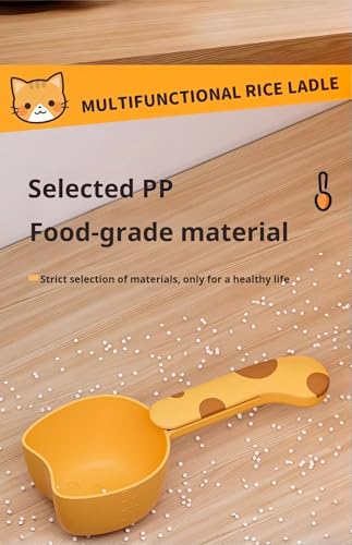Pet Food Scoop with Measuring Scale, Long Handle Rice Scoop with Bag Clip, Multi-Purpose Measuring Cup for Dog Food, Cat Food, Rice, Grain, Kitchen Storage Scoop (White) - color: White