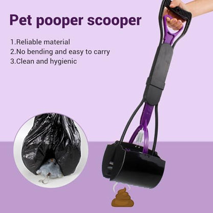 Buachois Long Handle Dog Poop Scooper,Multifunctional Portable Pet Pooper Scooper,Dog Poop Pick Up Tool Ergonomic Pooper Scooper for Yard, Grass, Dirt, Gravel