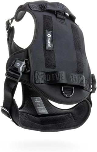 MagEase Dog Harness - 3-Second Magnetic Buckles, 3-Point No-Pull Control, Heavy-Duty 900D Nylon, Dual Safety Handles, Breathable Mesh,Adjustable Fit, Black, Large - color: Black, size: L