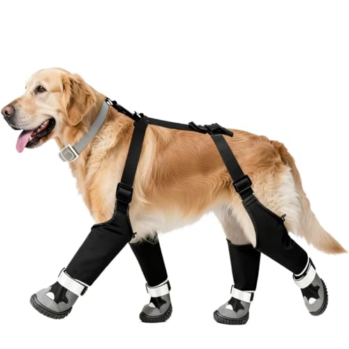 Dog Suspender Boots, Waterproof Dog Rain Boots, Puppy Snow Shoes for Winter, Anti Dirt Pants with Shoes, Adjustable Suspender Pants for Outdoor Walking & Paw Protectors - size: 8