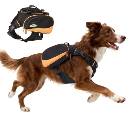 Dog Backpack Suitable for Medium to Large Dogs, Adjustable Lightweight Pet Harness, Built-in Poop Bag Dispenser, Waterproof and Safe, Suitable for Hiking, Puppy Training, Or Daily Walks, L