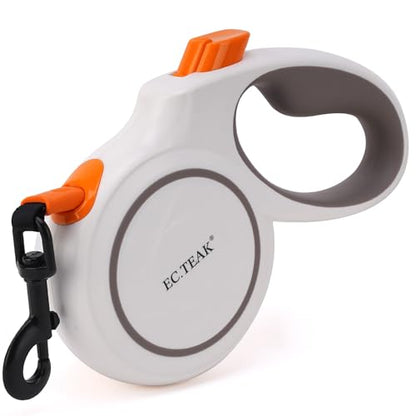 Retractable Dog Leash, 16 FT/26 FT Dog Leash Retractable for Small/Medium/Large Dogs up to 110 lbs, Strong Nylon Tape, Tangle Free, One-Hand Brake (White/Orange, Large) - color: White/Orange