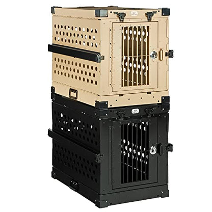 K9 Kennel Boss Aluminum Collapsible Dog Crate, Heavy Duty Folding Kennel - Medium (Black) - color: Black, size: 34.6"L x 25.2"W x 28.9"H