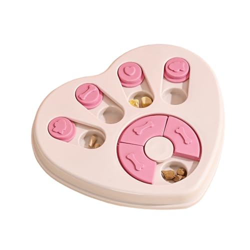 Interactive Dog Puzzle Toy, Dog Enrichment Toy with Treat Dispensing, Slow Feeder Puzzle for Mental Stimulation, Brain Training Toy for Dogs and Cats - color: Heart-Shaped Mousse Rice Flour
