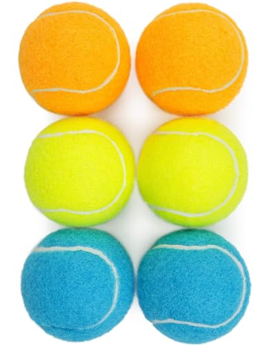 PrimePets Tennis Balls for Dogs 6 Pack 2.5”, Durable Dog Toys for Training, Fetch & Outdoor Play, Squeaky Balls for Dogs Small and Medium with High Bounce, Interactive Pet Fetch Ball - color: 6 Pack, 3 Colors, size: 2.5" Squeaky