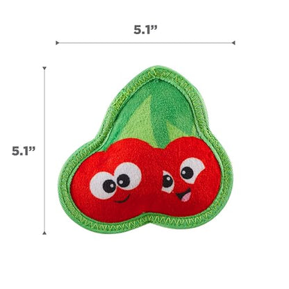 Outward Hound Tough Skinz Durable Squeaky Dog Toy with Two Tough Layers, Cherries, Red, Small - color: Cherries, size: Small