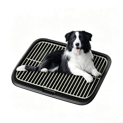 Dog Potty Tray Indoor Pet Pee Pad Holder for Small & Medium Dogs, Puppy Training Pad Holder, Pet Toilet Litter Box, Dog Bathroom Tray, Housebreaking Potty Supplies 17.72''LX12.99''WX1.97''H(Black) - color: Black