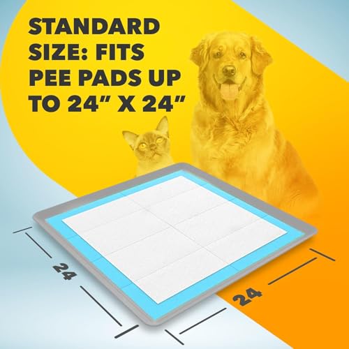 TidyFriend Dog Pee Pad Holder Tray - Fits Up to 24” x 24” Pee Pad Holder for Dogs - Stable Grip, Raised Edges, Quick-Wipe Silicone Surface Dog Pad Holder for Indoor Flooring Protection (Light Grey) - size: 24 x 24 Inches