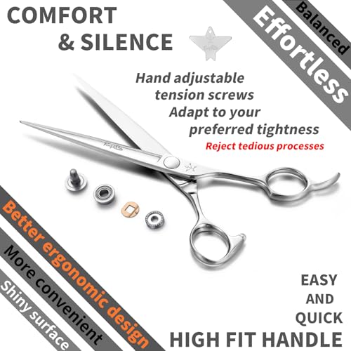 High-end Professional Dog Grooming Scissors Pet Grooming Shears 7 Inches Extremely Very Sharp Made Of Stainless Steel Alloy By Hand For Dog Cat Groomer - size: 7inch, style: Shears