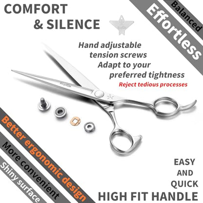 High-end Professional Dog Grooming Scissors Pet Grooming Shears 7 Inches Extremely Very Sharp Made Of Stainless Steel Alloy By Hand For Dog Cat Groomer - size: 7inch, style: Shears