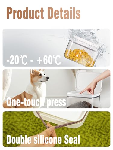 LivLab Mker Airtight Dog Food Storage Container 5 lbs - Pet Food Containers with Lids, Keeps Dry, Flour & Rice Storage Bin with Measuring Cup, Dog Treat & Cat Food Holder (6 lbs) White - color: (D983)-11L-1