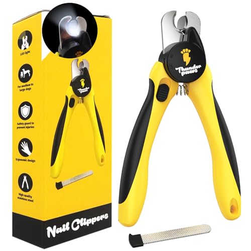 LED Dog Nail Clippers with Light Illumination, Trimmers with Protective Guard, Safety Lock and Nail File - Suitable for Large and Small Dogs & Cats (Yellow) - color: Yellow, size: Medium-Large (LED)