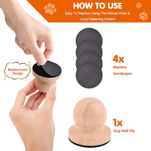 Dog Nail File Dog Scratch Board for Nails Wooden Handicraft Cat Dog Nail Scratch Pad with 4 Pcs Replaceable Sandpaper Dog Trainning Accessories Stress Free Nail Filing for Dogs(Wood) - color: Wood