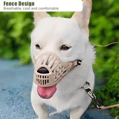 Soft Basket Rubber Dog Muzzle,Dog can Pant and Drink,Humane Cage Mouth Cover，Breathable Adjustable Muzzle to Prevent Biting,Chewing and Scavenging,Ideal for Training,Grooming & Daily Use (Brown, L) - color: Brown, size: L