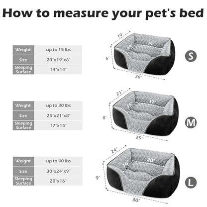 INVENHO Medium Dog Bed Rectangle Washable Orthopedic Soft Calming Sleeping Pet Cuddler with Anti-Slip Bottom - color: Black, size: M(25"x 21"x 8")