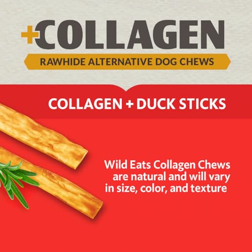 Wild Eats Real Salmon Collagen Bully Sticks for Dogs, 25 Pack, Long Lasting | Rawhide and grain free no hide chew treats, high protein recipe, satisfies natural gnawing urges, suits all breeds and sizes - size: 5.7 Ounce (Pack of 25)