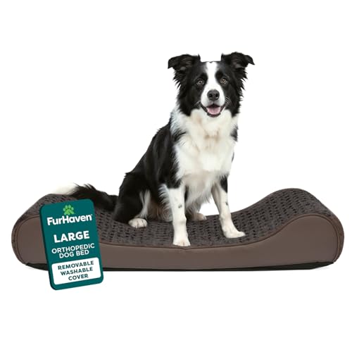 Furhaven Orthopedic Dog Bed for Large/Medium Dogs w/ Removable Washable Cover, For Dogs Up to 38 lbs - Ultra Plush Faux Fur & Suede Luxe Lounger Contour Mattress - Chocolate, Large - color: Chocolate, size: Large