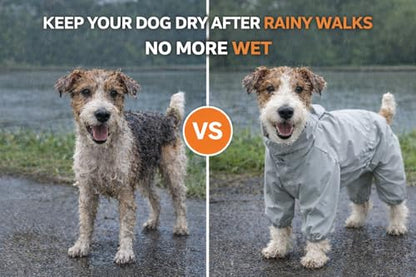 Dog Raincoat with Full Leg Coverage, Waterproof & Lightweight Rain Jacket for Small Dogs, Keep Belly & Legs Dry, Harness Compatible, Reflective Safety, with Storage Bag (X-Small) - size: X-Small