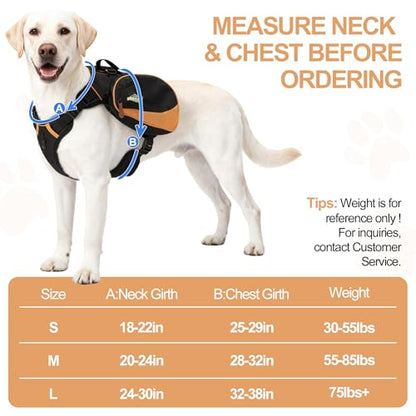 Dog Backpack Suitable for Medium to Large Dogs, Adjustable Lightweight Pet Harness, Built-in Poop Bag Dispenser, Waterproof and Safe, Suitable for Hiking, Puppy Training, Or Daily Walks, L