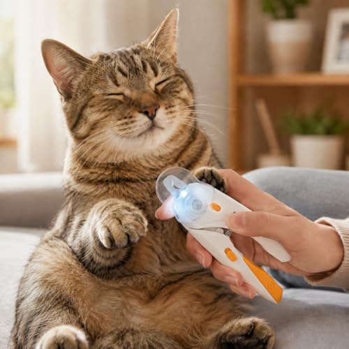 Cat Nail Clipper & Small Dog Nail Clippers with LED Light - Illuminates Nails & Bloodline for Safe, Easy Trimming - Extra Sharp, Avoid Over-Cutting - Essential Cat Supplies, White - color: White