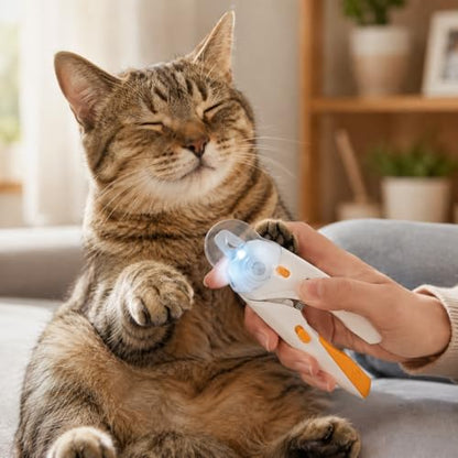Cat Nail Clipper & Small Dog Nail Clippers with LED Light - Illuminates Nails & Bloodline for Safe, Easy Trimming - Extra Sharp, Avoid Over-Cutting - Essential Cat Supplies, White - color: White