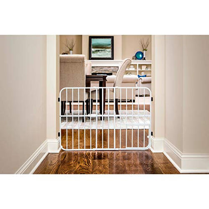 Carlson Pet Products Tuffy Metal Expandable Pet Gate, Includes Small Pet Door, 24 x 22-38 Inch, White - size: 24" Tall, 22-38" Wide
