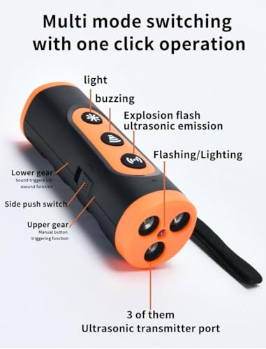 Ultrasonic Dog Bark Deterrent Device, Anti Barking Device for Dogs, Dog Training Stops Bad Behavior, Effective Control Range Ultrasonic 50ft, Flashlight & Beep | Safe for Human & Dogs