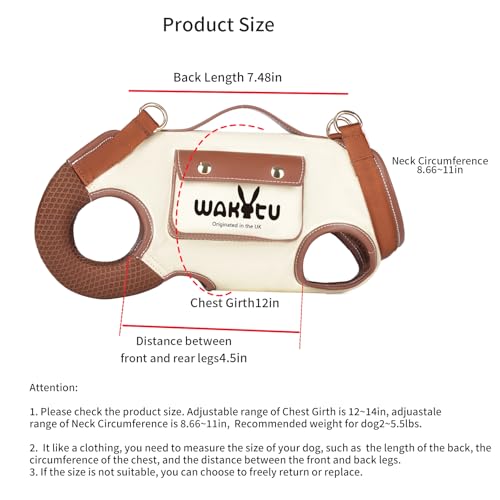 Wakytu Dog Lift Harness Dog Carrier VES Harness Adjustable Leash with Small Puppy Treat Bag,Fits Most Cars,XS | stylish puppy sling carrier with handle & pocket,adjustable leash,walking & travel - color: 1.0 White, size: X-Small(2-5 LBS)