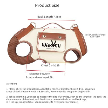 Wakytu Dog Lift Harness Dog Carrier VES Harness Adjustable Leash with Small Puppy Treat Bag,Fits Most Cars,XS | stylish puppy sling carrier with handle & pocket,adjustable leash,walking & travel - color: 1.0 White, size: X-Small(2-5 LBS)