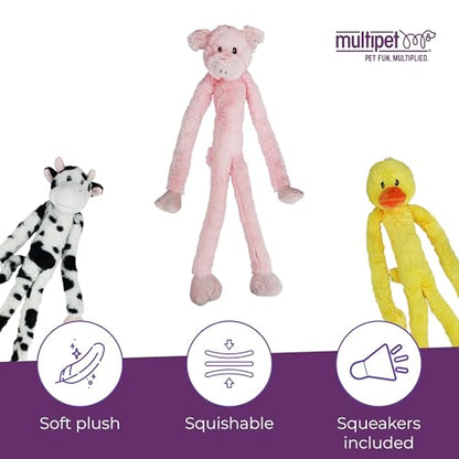 Multipet Swingin' Slevin Pig Dog Plush Toy - Squeaky Toys for All Dogs - Extra Soft Plush - Stuffed Animal for Cuddling & Playing - Cute Dog Pet Toy (27”, Pink, 5 Squeakers) - size: 27", style: Pig