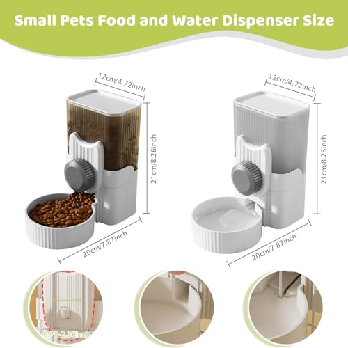 Hanging Cage Automatic Small Pet Food Bowl Water Bottle Dispenser, 1L Auto Gravity Pet Feeder and Waterer Set Kennel Feeding Station Crate Feeder Dish for Rabbit Puppy Cats Ferret (Grey) - color: Grey