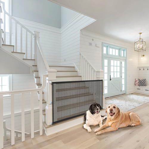 Dog Gate Indoor Pet Gates for Stairs: Dogs Screen Mesh Gate for The House Magic Gate for Kitchen Doorways Hallway Stairways Safety Porch Yard 30 inch Tall, 65 inch Wide - size: 30"Hx65"W(Pack of 1)