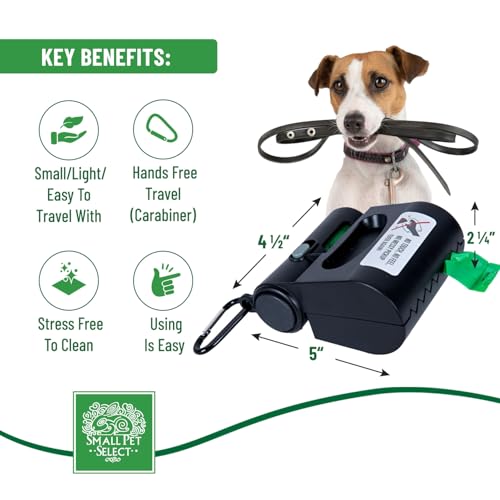 Small Pet Select Pooper Scooper, Dog Poop Scoop w/Bags for Pet Waste, Portable Design with Leash Clip and Bag Dispenser