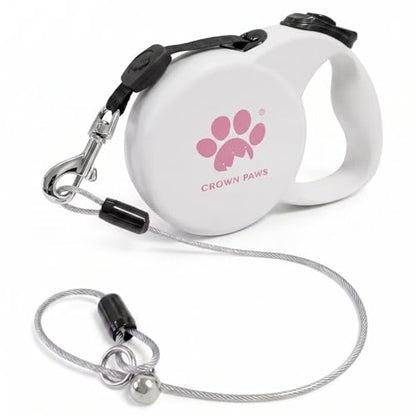 Chew Proof Retractable Dog Leash for Large Dogs, 16ft Heavy Duty Dog Lead with Anti-Chewing Steel Wire Rope, Tangle-Free 360° Swivel, One-Hand Brake & Lock,White L - color: White, size: Large
