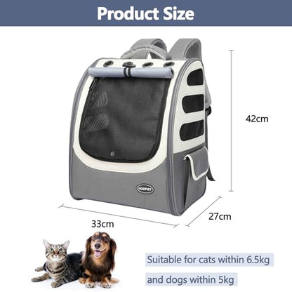 Dog Backpack, Ventilated Pet Hiking Backpack Travel Bag, Airline Approved Cat Backpack for Travel, Hiking, Outdoor Use(Gray) - color: Gray