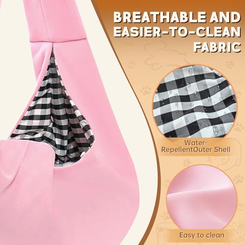 Pet Sling Carrier Bag, Hands-Free Shoulder Strap, for Small Dogs and Cats, Black (Black) (Pink) - color: Pink