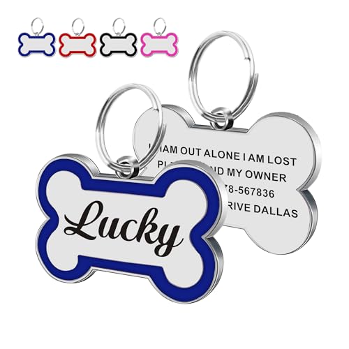 Dog Tags Personalized for Pets Dog Name Tags Personalized Dog Tag Engraved Custom Dog Tags for Pets Custom ID Tags for Puppy Cat (Blue, S) - color: Blue, size: S