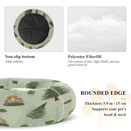 Calming Dog Bed for Small Dogs & Cats Plush Washable Donut Bed | Trees 16" Anti Anxiety Round Pet Bed with Raised Rim, Warm & Anti-Slip Cushion for Indoor Pets - size: 16 inch