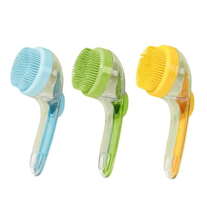 Pet Bathing Brush Soft Silicone Bristles Massager Shower Bathing with Shampoo Dispenser Dogs Cats Grooming Tool Brushes for Dogs Soft Silicone Shampoo Massage Dispenser Grooming - color: Blue