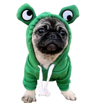 ANIAC Funny Pet Clothes for Small Dog Cat Girl Male Puppy Hoodies Warm Dogs Sweatshirt Coat with Eye Hood Fall Cat Apparel Christmas Halloween Outfit Dog Frog Costume (Green, X-Large) - color: Green, size: X-Large