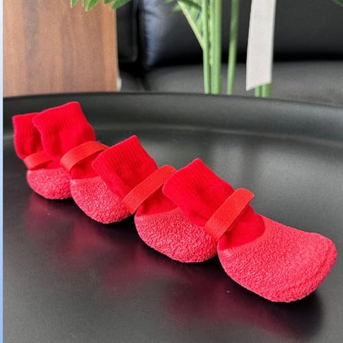4pcs Nonslip Pet Shoes Waterproofed and Wear for Dog Various Weather Protecting Easyly Waterproofed Dog Shoes - color: Black, size: S