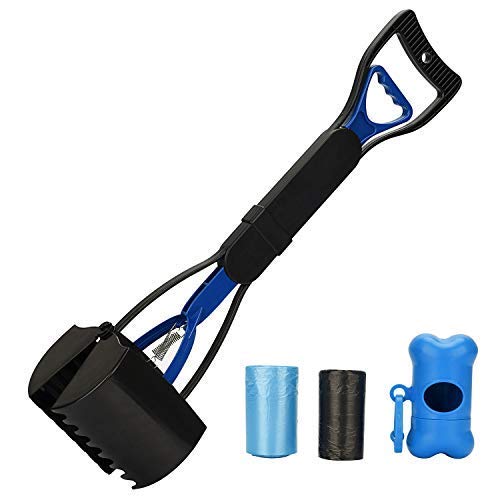 Pooper Scooper Long Handle Top Paw Jaws Poop Scoop Dog Sanitary Waste Pickup Removal for Small,Medium, Large, XL Pets Waste Bag Holder Feces Remover Portable Heavy Duty Disposer with Bags