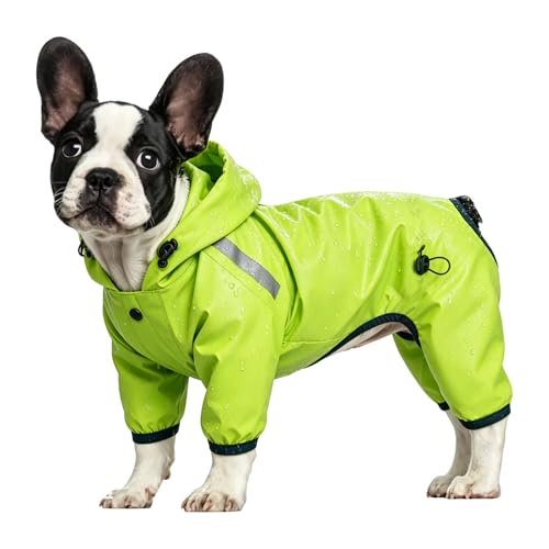 Dog Raincoat, Professional Waterproof with Taped Seams, Ultralight Urban Quick Layer, High-Vis Reflective Stripes, Dirt-Resistant & Easy Care, Year-Round Essential for Dogs(Lime Green, Medium)