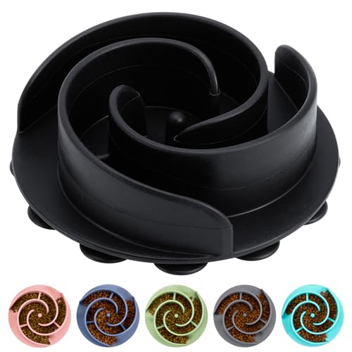 Slow Feeder Dog Bowls Insert, Bestalk Soft Silicone Slow Eating Feeder Insert with Suction Cups for Small, Medium and Large Dogs, Fit into Basic and Elevated Dog Bowls, Black - color: Black, size: S