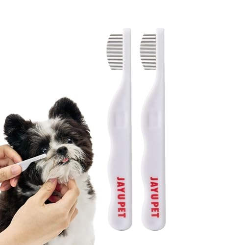 JAYU PET Facial Grooming Comb - Dog Eye Combs, Stress-free Tear Stain Remover for Dogs & Cats, Pet Facial Brush, Cat Grooming Kit, Stainless Steel Deshedding Comb (2ea) - size: 2ea