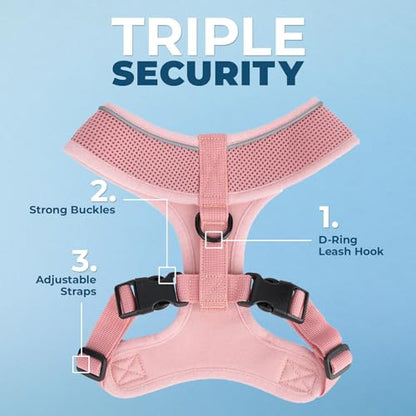 Best Pet Supplies Voyager Aerolite Over the Head Dog Harness, No Pull Breathable Air Mesh Vest, Quick Dry with Reflective Stitching, Adjustable Escape Resistant Harness - Pink, Small - color: Pink, size: S