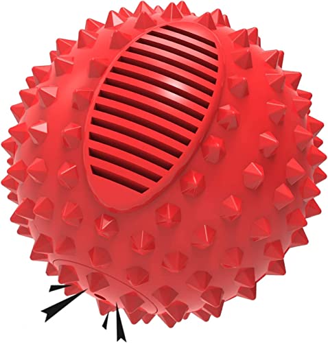 petizer 3" Squeaky Dog Balls for Aggressive Chewers, Durable Interactive Spiky Ball for Teething, Indestructible Rubber Dog Chew Toys, Tough Pet Toys for Small, Medium & Large Breeds - color: Red, size: 3" (Small Dog)