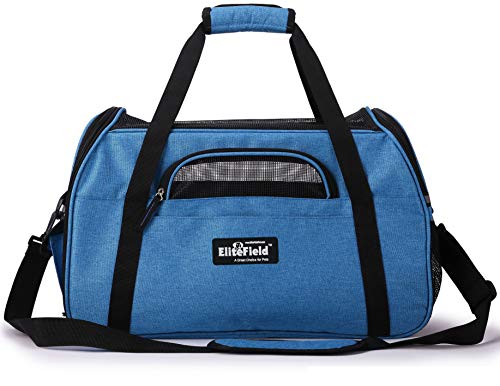 EliteField Soft Pet Carrier (3 Year Warranty, Airline Approved) Soft Sided Dog Puppy Cat Carrier Travel Bag (X-Large: 21" L x 12" W x 13" H, Sapphire Blue) - color: Sapphire Blue, size: 21.0"L x 12.0"W x 13.0"H